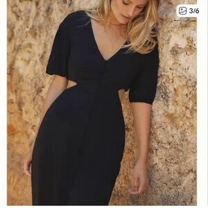 Sunday in Brooklyn Sleek Black Cutout Midi Dress